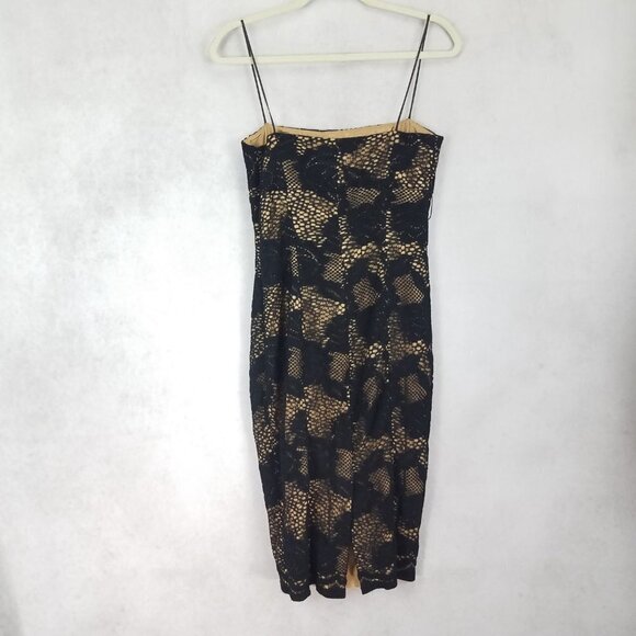 ICE ICEBERG IT 42/ US S Black Cocktail Sheath Dress Spaghetti Straps Lace knit - Picture 2 of 12